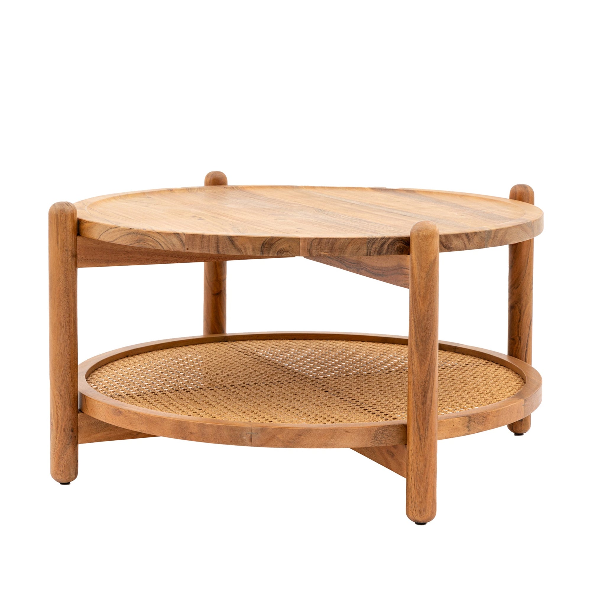 Wilmotte Natural Acacia Wood & Rattan Round Coffee Table